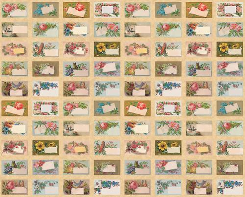 Flea Market Mix Parchment - Floral Trade Cards - Fabric