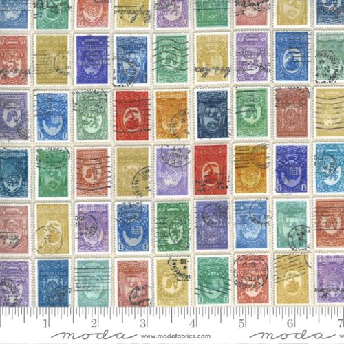 Flea Market Fresh Multi - Stamps - Quilt Fabric
