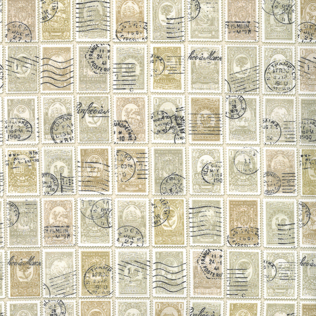 Flea Market Fresh Parchment - Stamps - Quilt Fabric