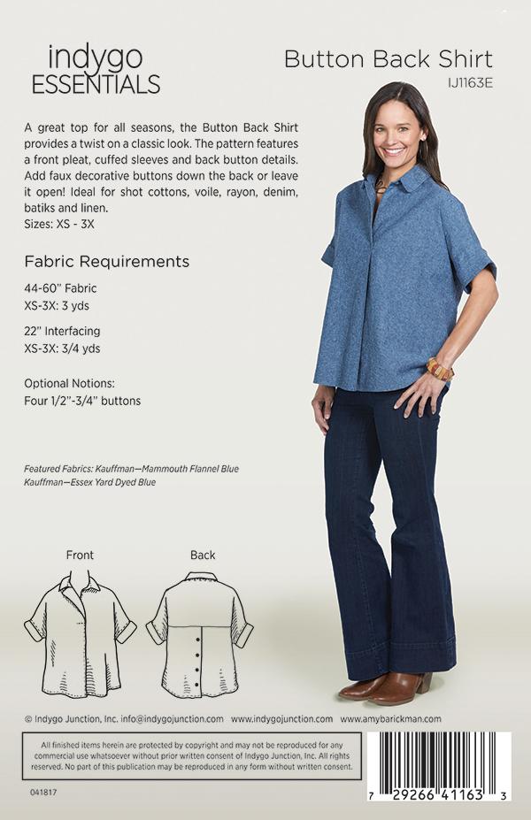 Button Back Shirt - Sewing Pattern