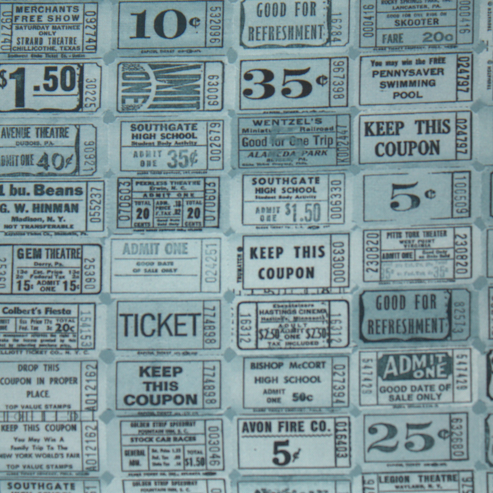 Junk Journal Sky - Tickets - Quilt Fabric