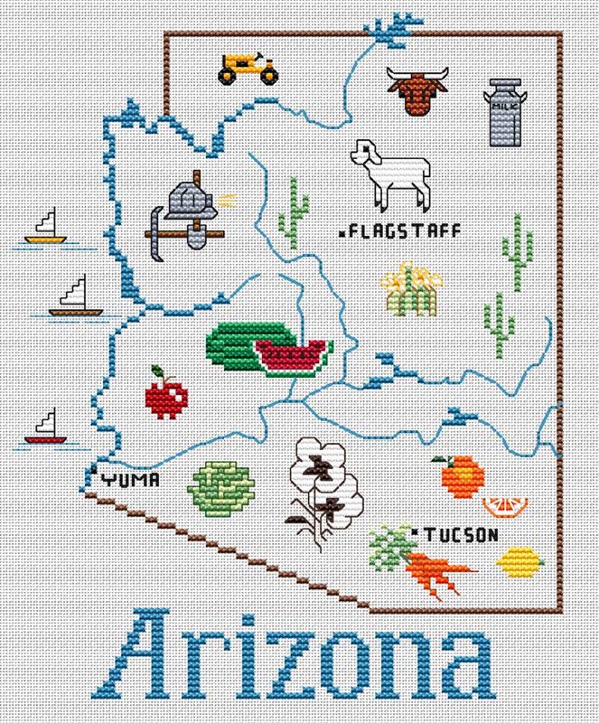 Arizona Map - Cross Stitch Pattern