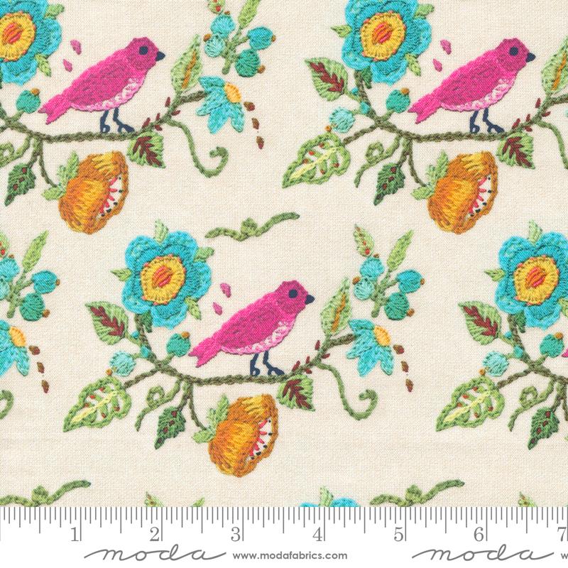 Vintage Soul Birds - Cloud - Quilt Fabric