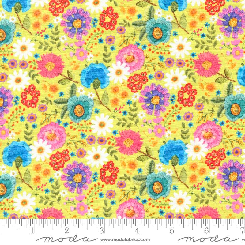 Vintage Soul Ditsy Floral - Chartreuse - Quilt Fabric