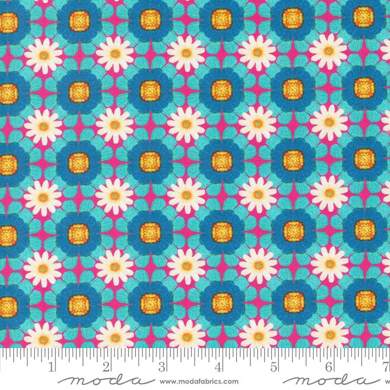 Vintage Soul Daisy Chain - Peacock - Quilt Fabric