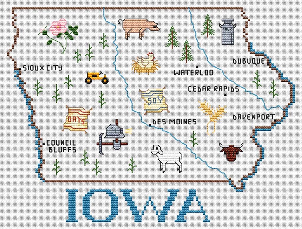 Iowa Map - Cross Stitch Pattern