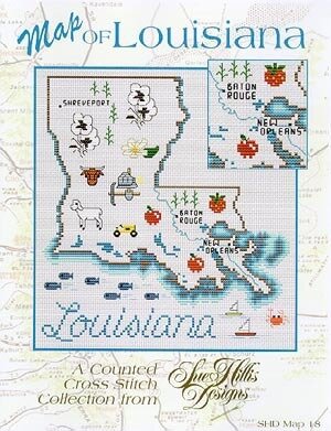 Louisiana Map - Cross Stitch Pattern