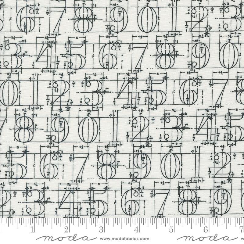 Sable & Swan Numbers - Porcelain - Quilt Fabric