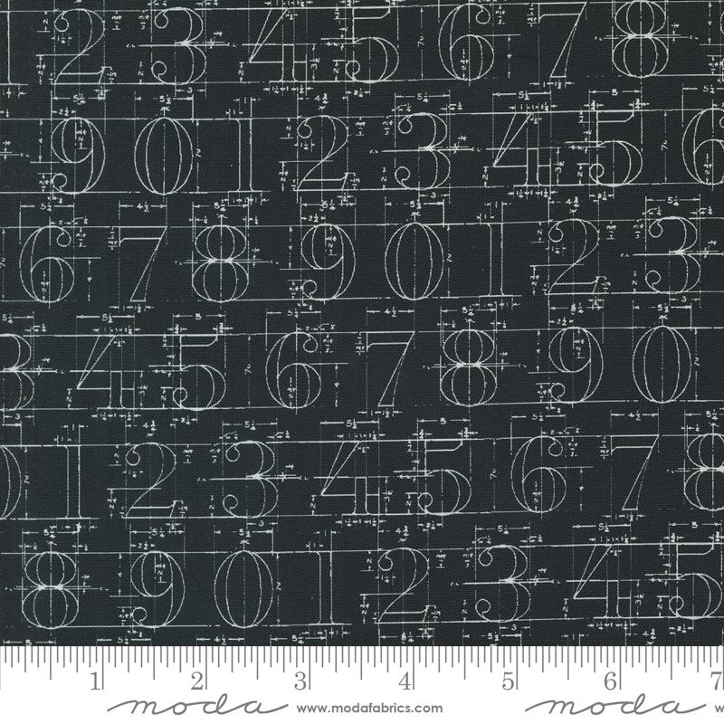 Sable & Swan Numbers - Ebony - Quilt Fabric