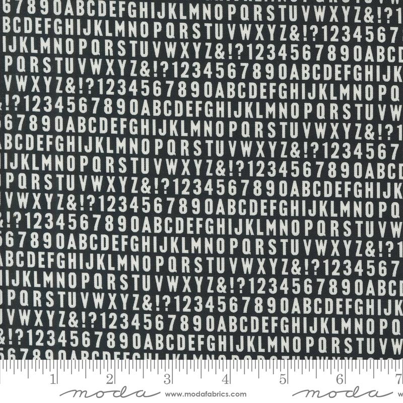 Sable & Swan Alphabet - Ebony - Quilt Fabric