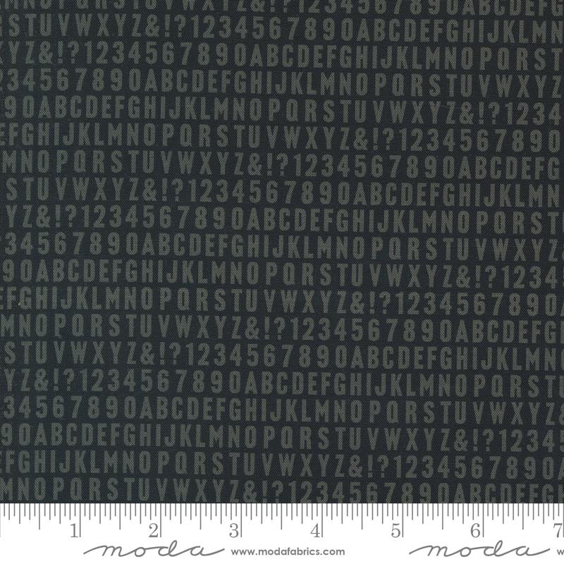 Sable & Swan Alphabet - Ebony Shadow - Quilt Fabric