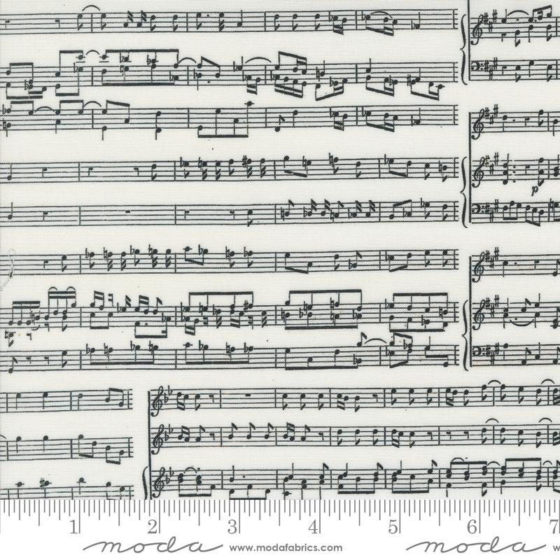 Sable & Swan Sheet Music - Porcelain - Quilt Fabric