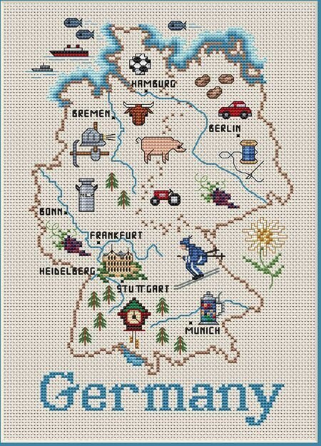 Germany Map - Cross Stitch Pattern