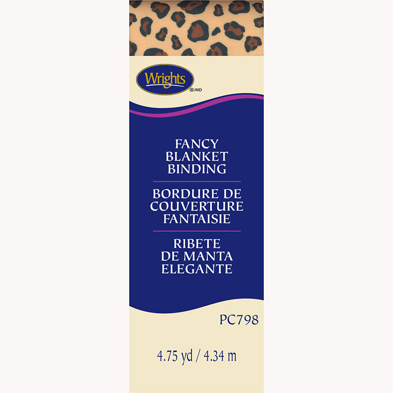 Printed Fancy Blanket Binding Leopard, zoomed in. Select this picture to zoom back out.
