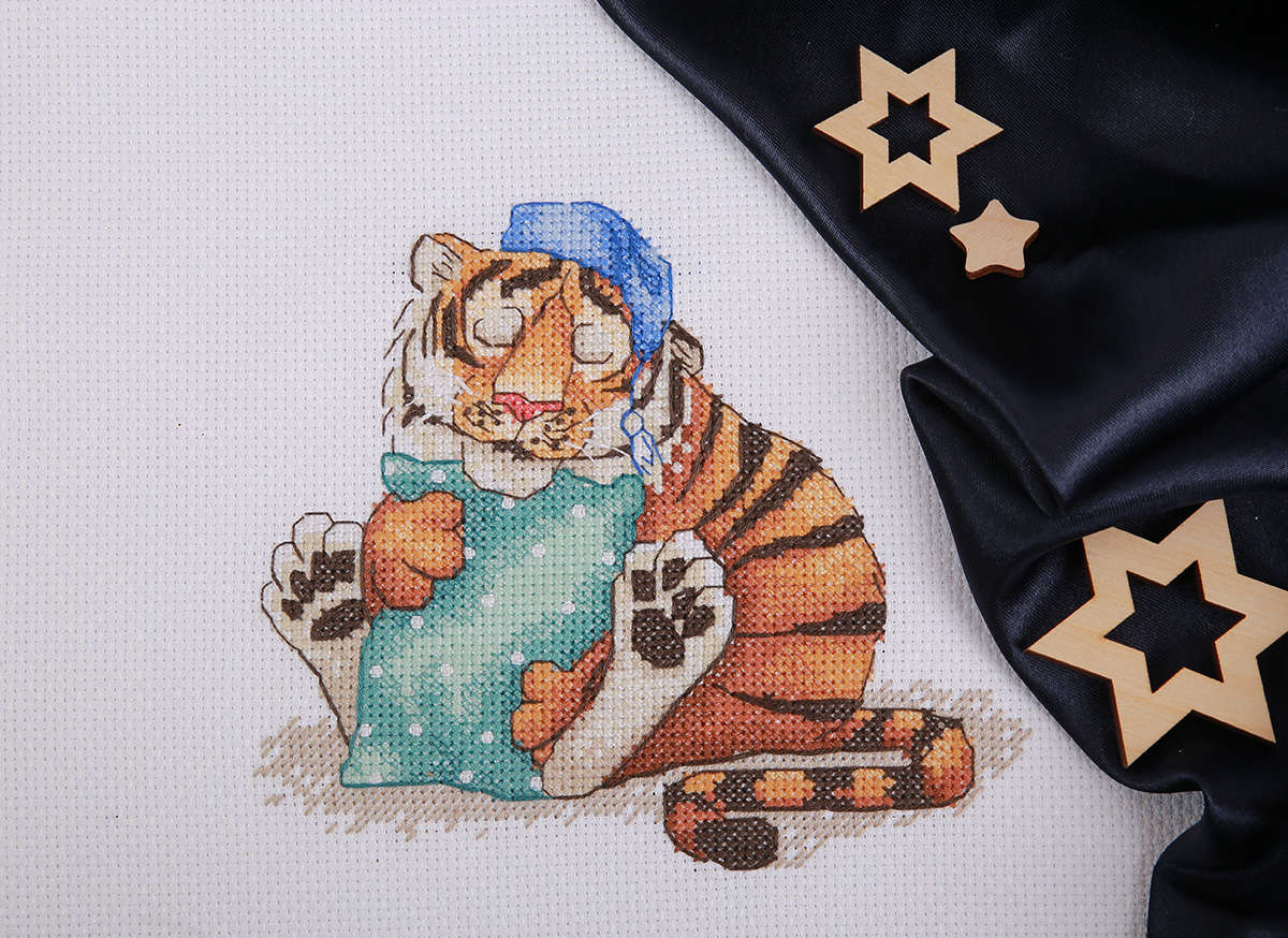 Sleepy Tiger - Cross Stitch Kit