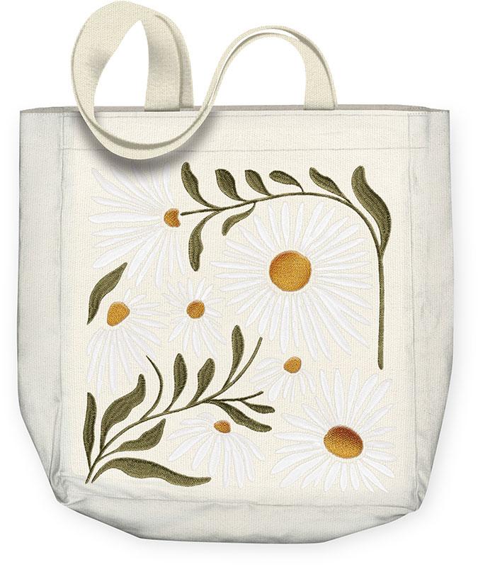 Canvas Tote Embroidery Daisy 