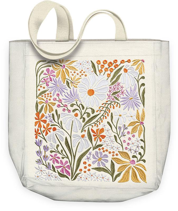 Canvas Tote Embroidery Wildflower 