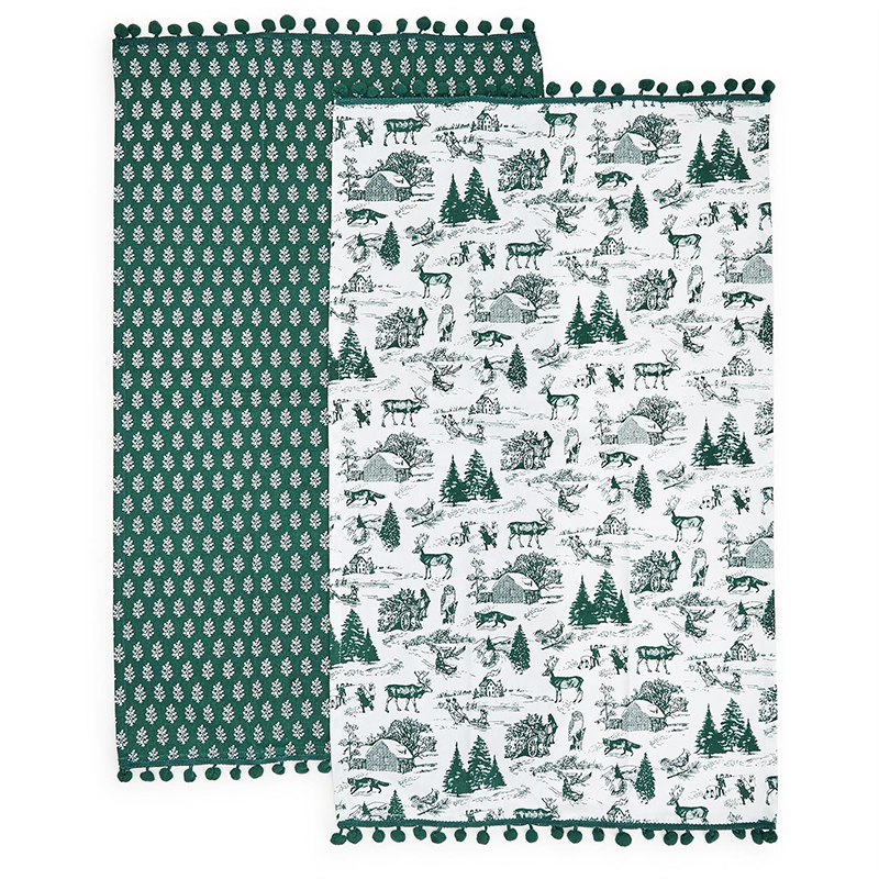Dish Towel Forest Christmas 2ct