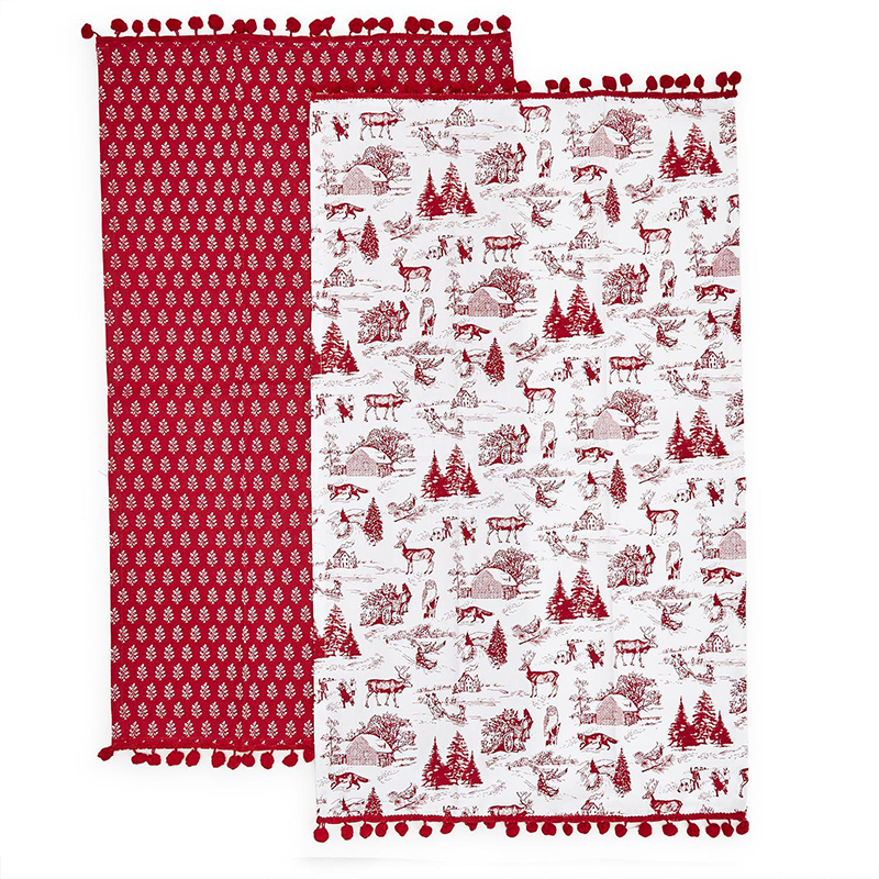 Dish Towel Winter Toile 2ct