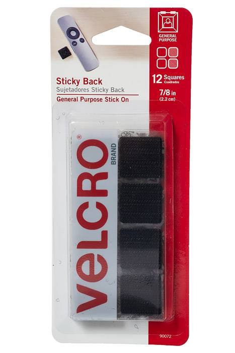 Sticky Back 7/8" Square Black