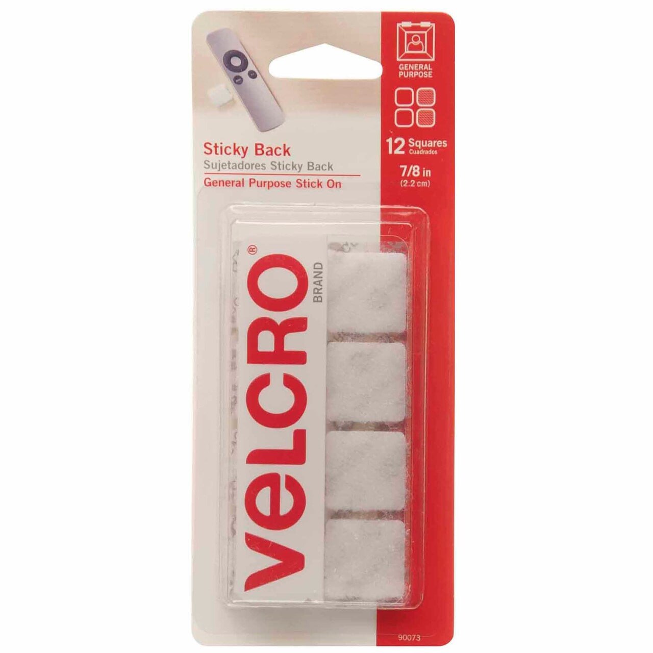 Sticky Back 7/8" Square White