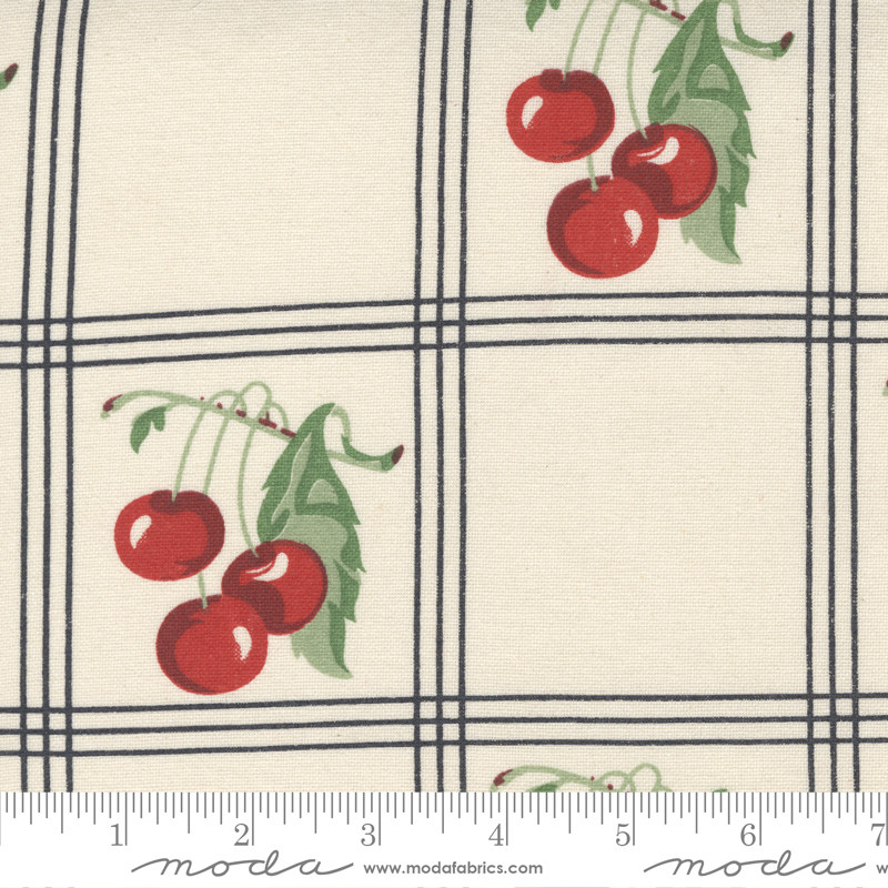 16" Americana Cherries Cream Natural - Quilt Fabric