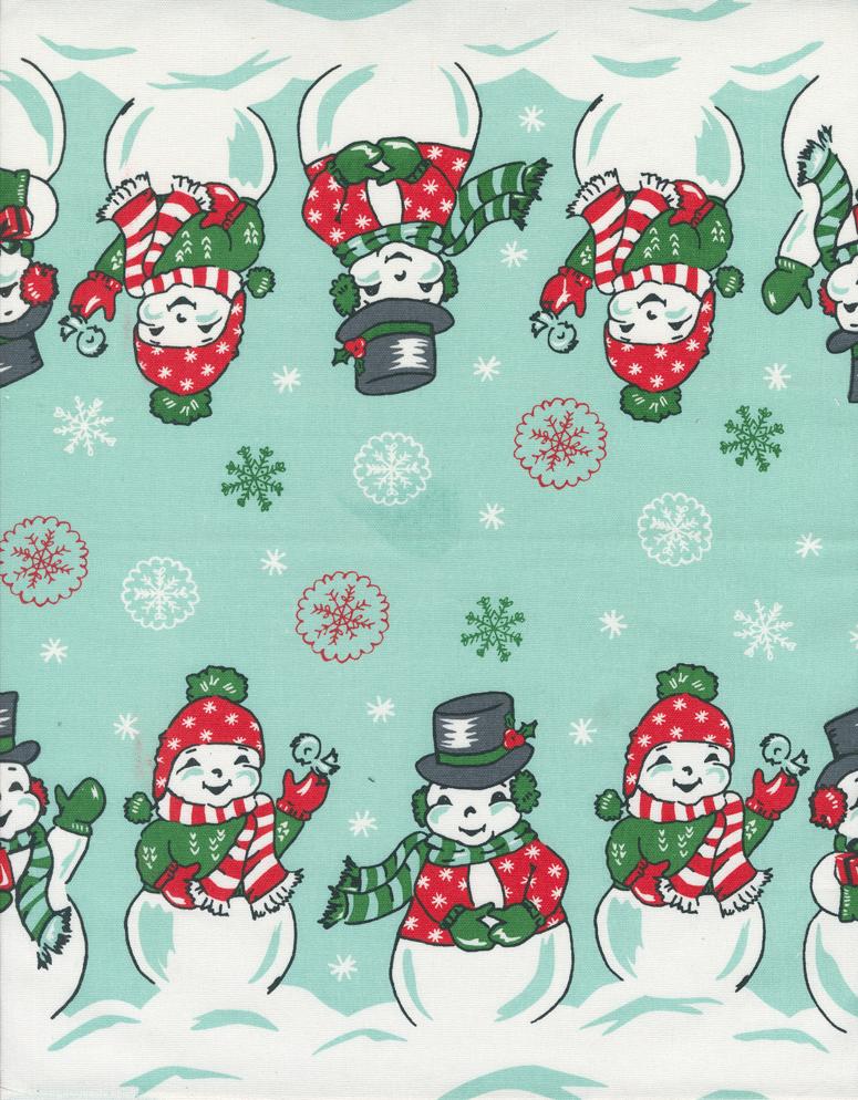16" Classic Retro Holiday Snowy - Quilt Fabric