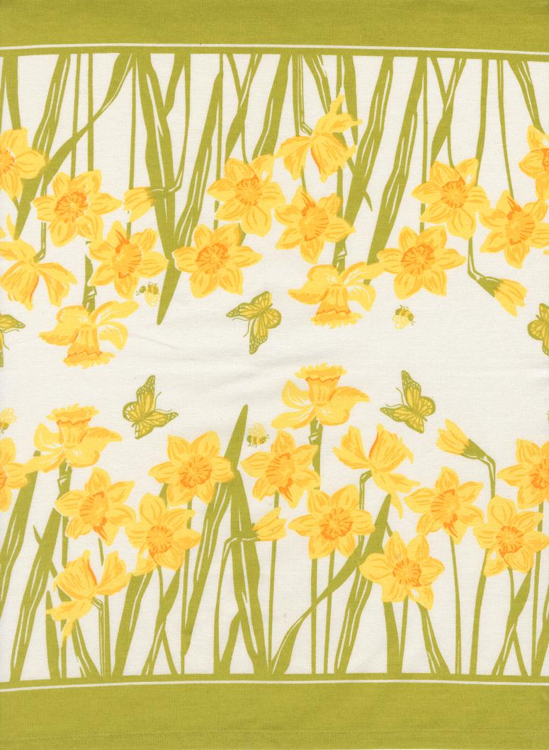 16" Classic Retro Floral Daffodil - Quilt Fabric