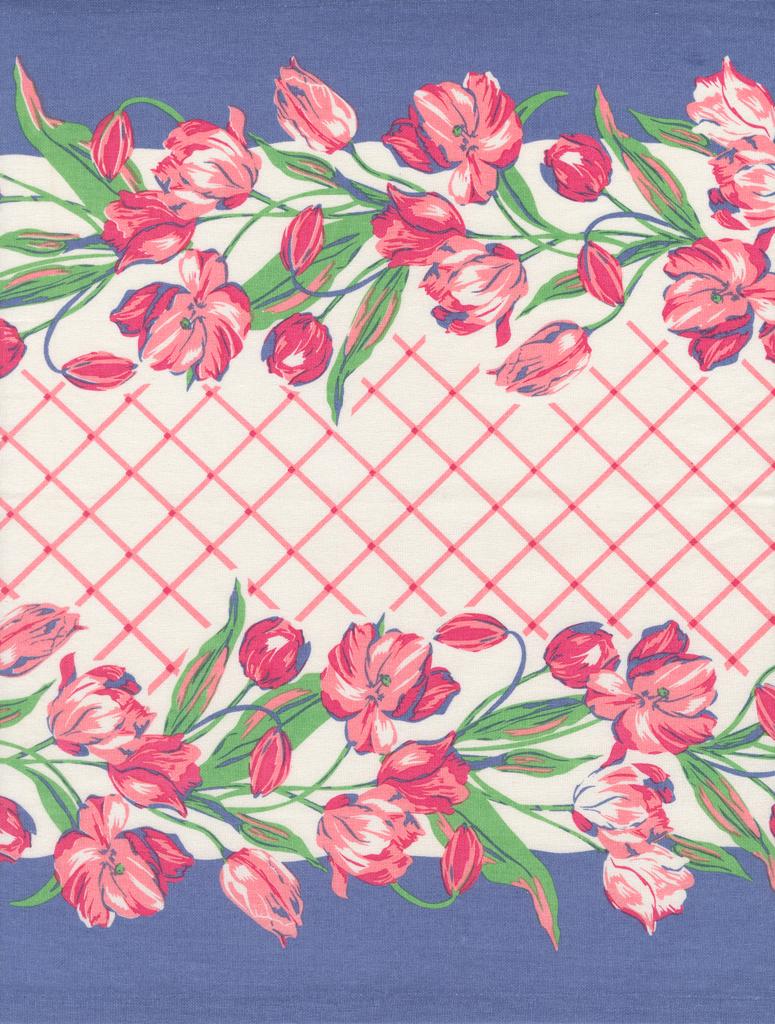 16" Classic Retro Toweling Floral Tulips - Quilt Fabric