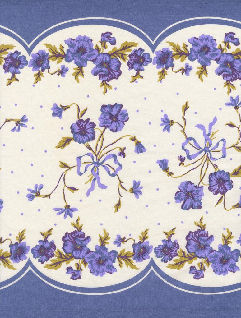 16" Classic Retro Toweling Floral Pansy - Quilt Fabric
