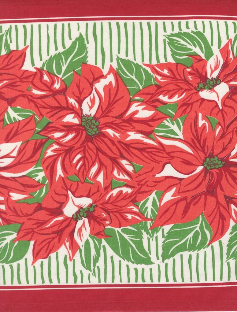 16" Classic Retro Poinsettia - Christmas Quilt Fabric