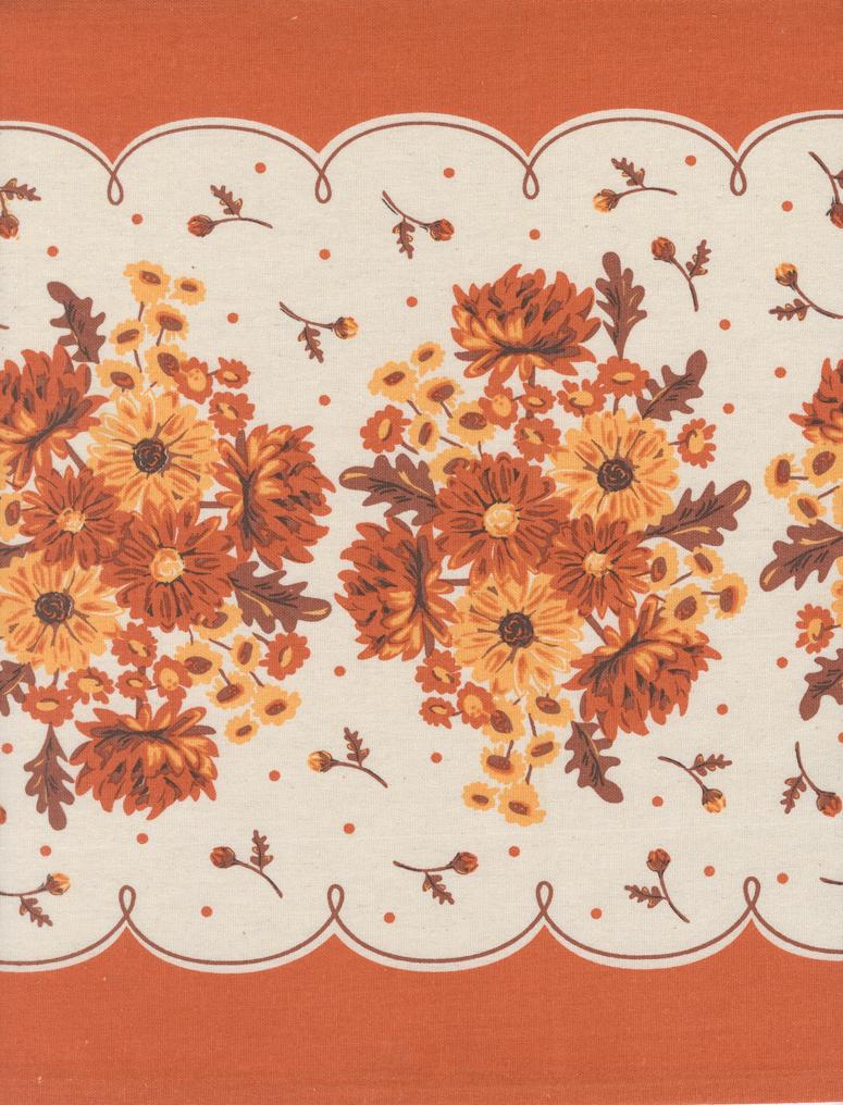 16" Classic Retro Toweling Floral Mums - Quilt Fabric 