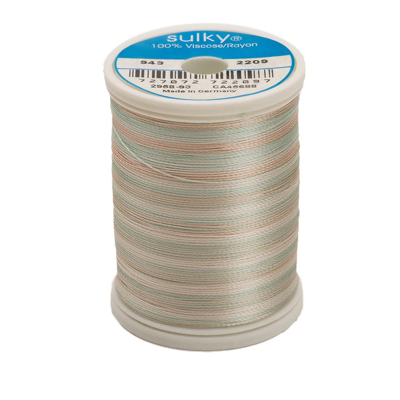 Rayon 40 wt Thread 850yds Seafoam/Coral Reef/Ecru 2209