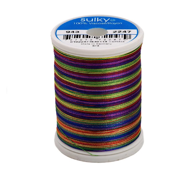 Rayon 40 wt Thread 850yds Blue/Lav./Red/Yellow/Green 2247
