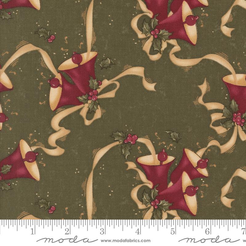 A Vintage Christmas Bells - Green - Quilt Fabric