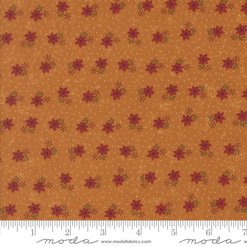A Vintage Christmas Poinsettias - Gold - Quilt Fabric
