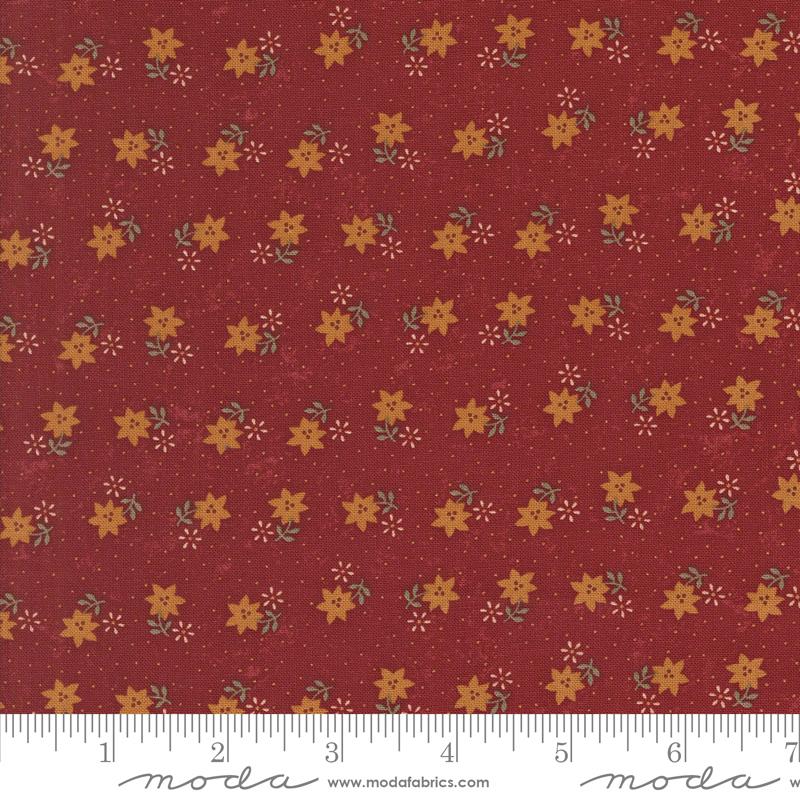 A Vintage Christmas Poinsettia - Red - Quilt Fabric