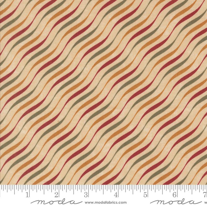 A Vintage Christmas Candy Stripes - Tan - Quilt Fabric