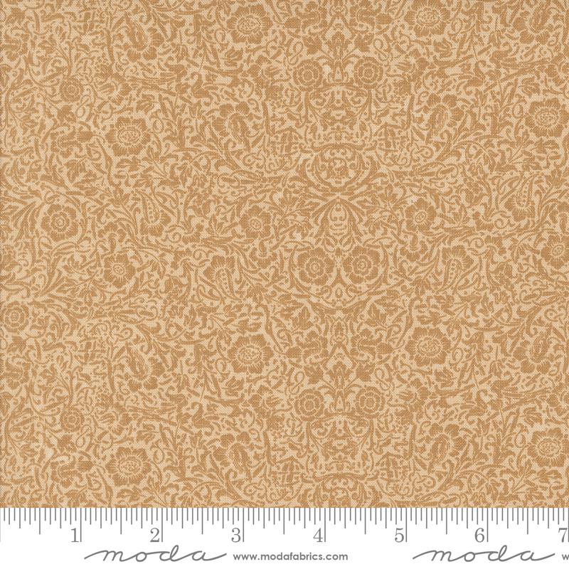A Vintage Christmas Damask - Tonal Tan - Quilt Fabric