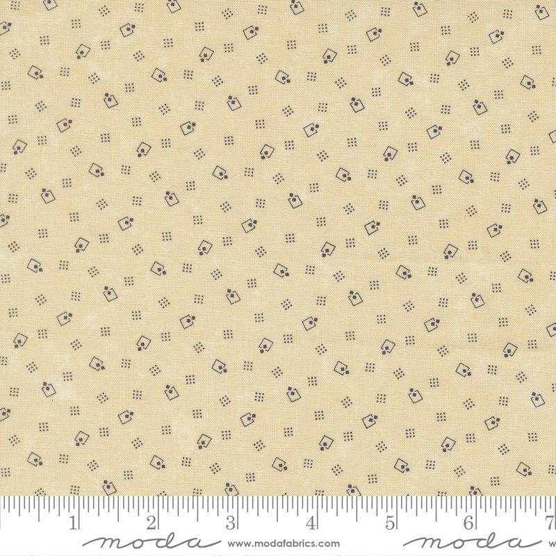 Bluebirds Nest Square Tan - Quilt Fabric