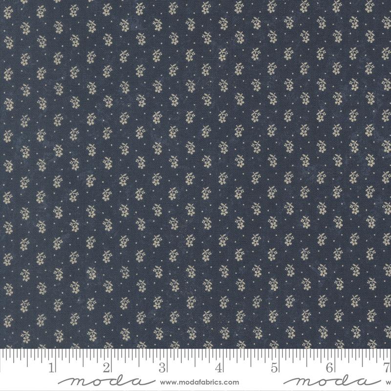 Bluebirds Nest Flowers Blue - Quilt Fabric