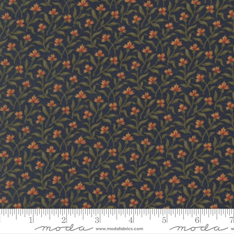 Flannel Season Flower Indigo - Quilt Fabric