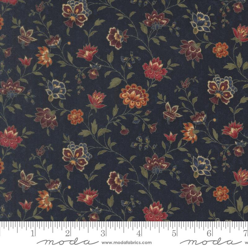 Honeysuckle Farm Flower Bluebell - Quilt Fabric, zoomed in. Select this picture to zoom back out.