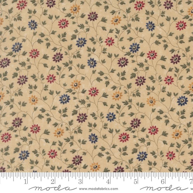 Honeysuckle Farm Blossom Dandelion - Quilt Fabric, zoomed in. Select this picture to zoom back out.