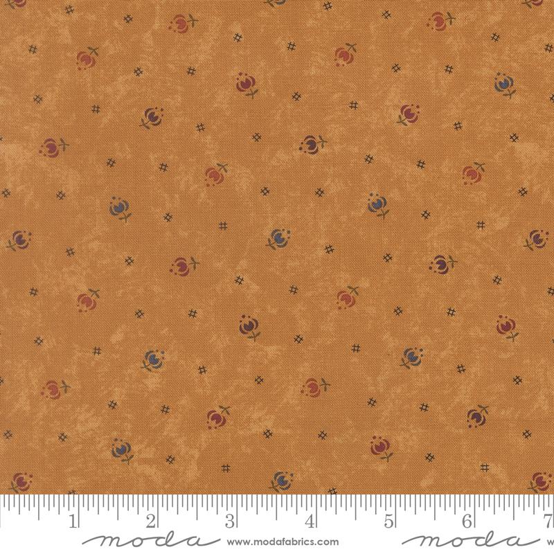 Honeysuckle Farm Buds Goldenrod - Quilt Fabric, zoomed in. Select this picture to zoom back out.