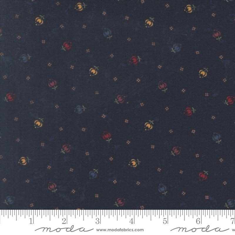 Honeysuckle Farm Buds Bluebell - Quilt Fabric, zoomed in. Select this picture to zoom back out.