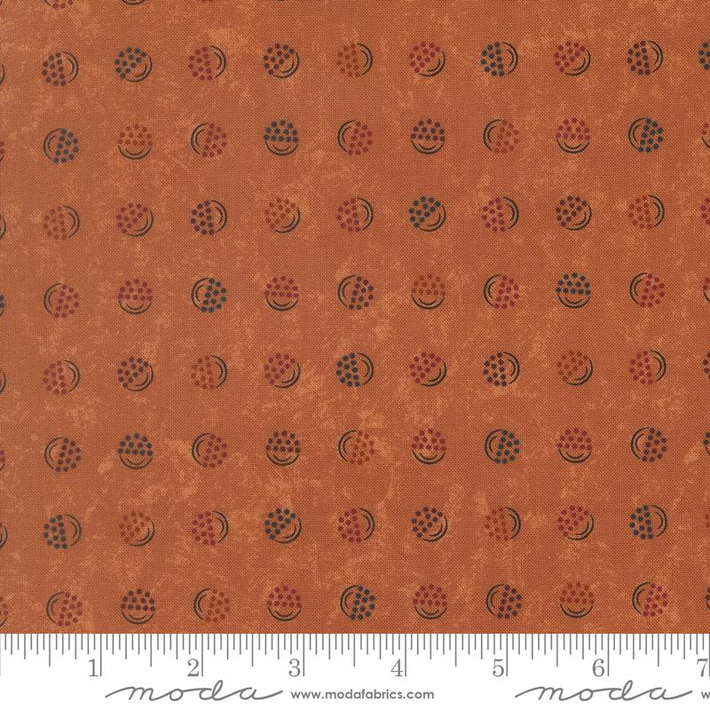 Honeysuckle Farm Dots Tiger Lily - Quilt Fabric, zoomed in. Select this picture to zoom back out.