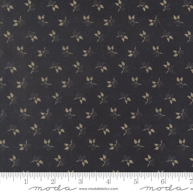 Honeysuckle Farm Leaf Bluebell - Quilt Fabric, zoomed in. Select this picture to zoom back out.