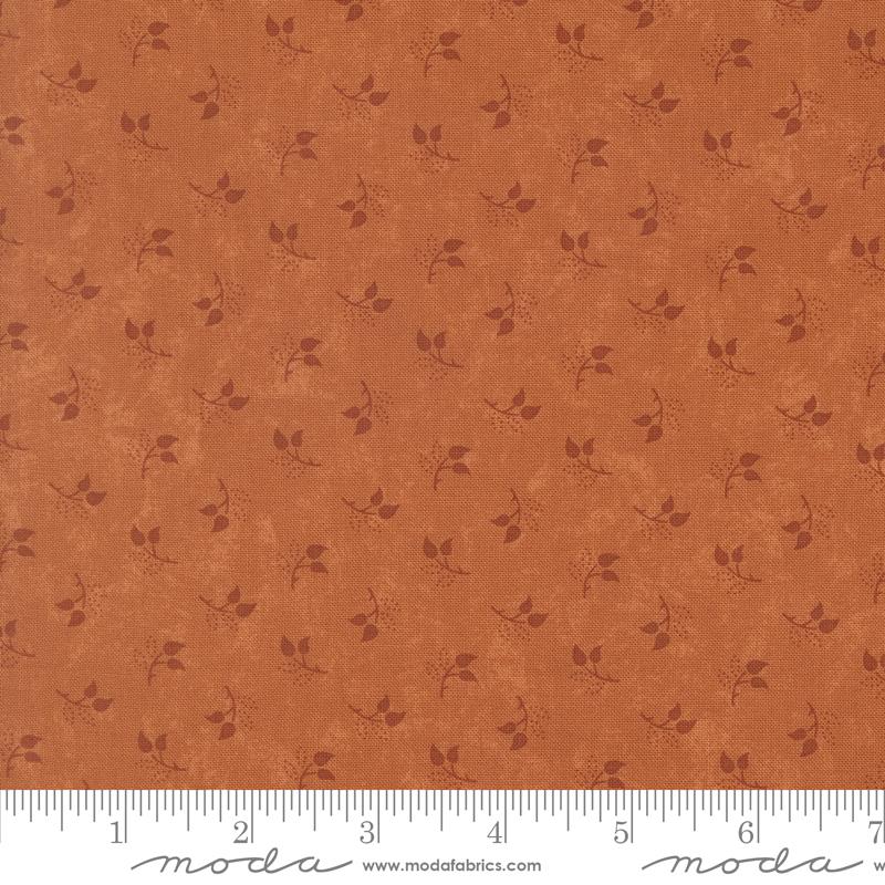 Honeysuckle Farm Leaf Tiger Lily - Quilt Fabric, zoomed in. Select this picture to zoom back out.