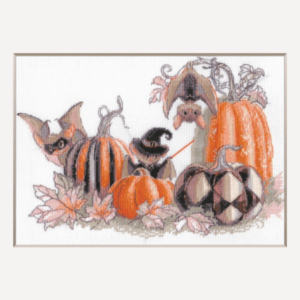 Pumpkin Bat Party - Halloween Cross Stitch Kit